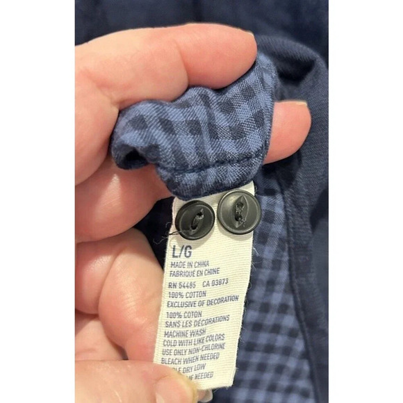 AE American Eagle Navy Blue Flannel Lined Button Down Shirt Mens Size Large - Picture 7 of 7